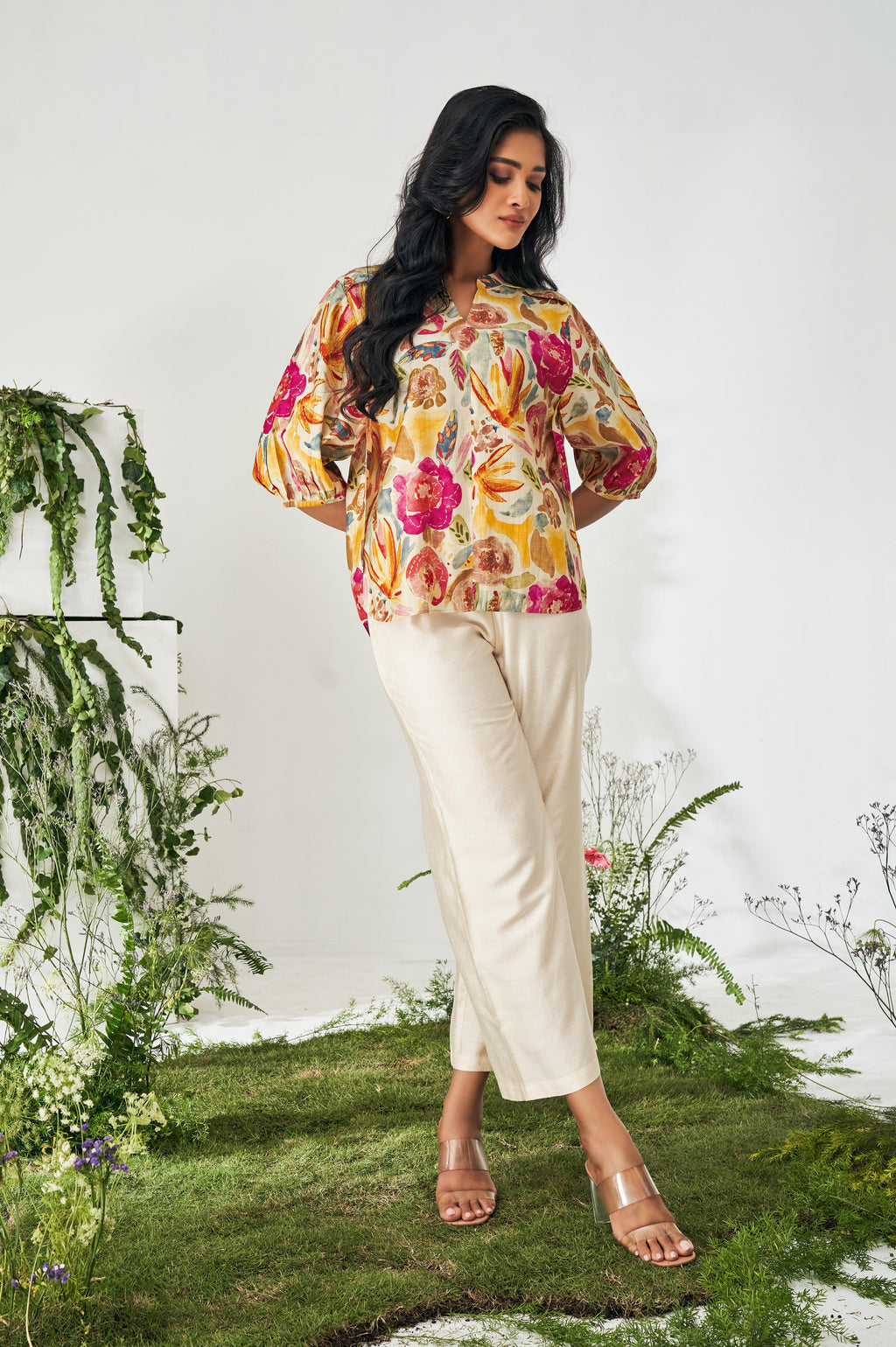 Multicolour Floral Print Top and Pant Co-ord Set