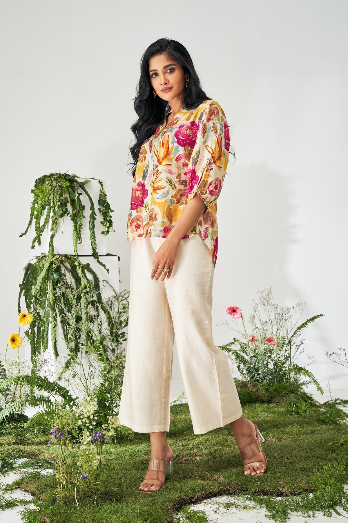 Multicolour Floral Print Top and Pant Co-ord Set