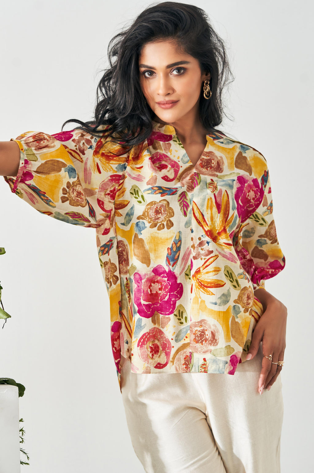 Multicolour Floral Print Top and Pant Co-ord Set
