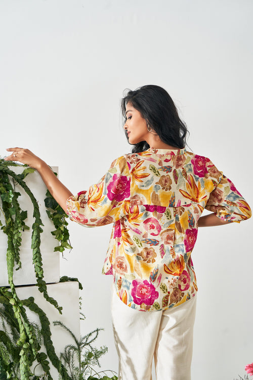 Multicolour Floral Print Top and Pant Co-ord Set