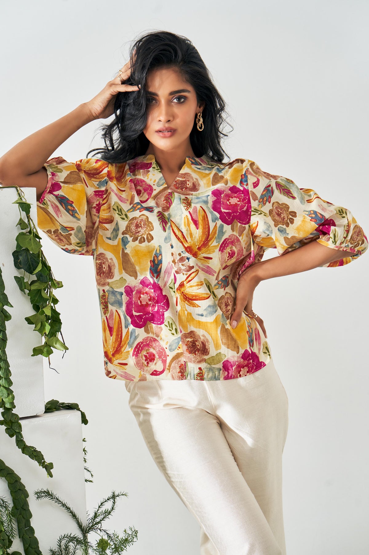 Multicolour Floral Print Top and Pant Co-ord Set