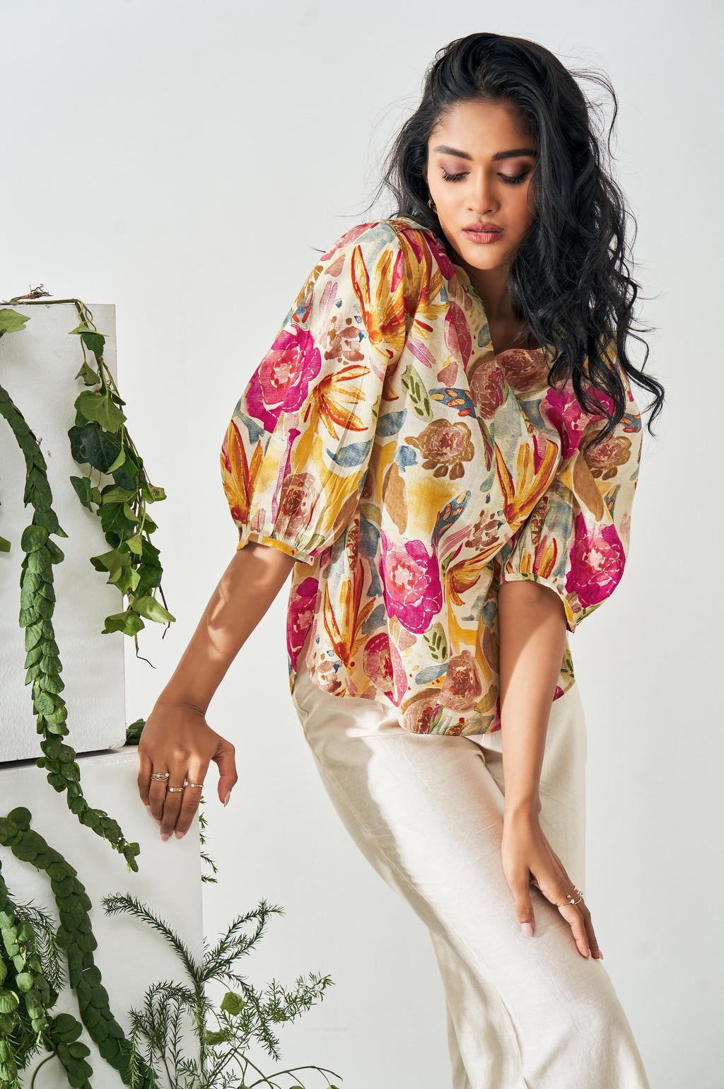 Multicolour Floral Print Top and Pant Co-ord Set