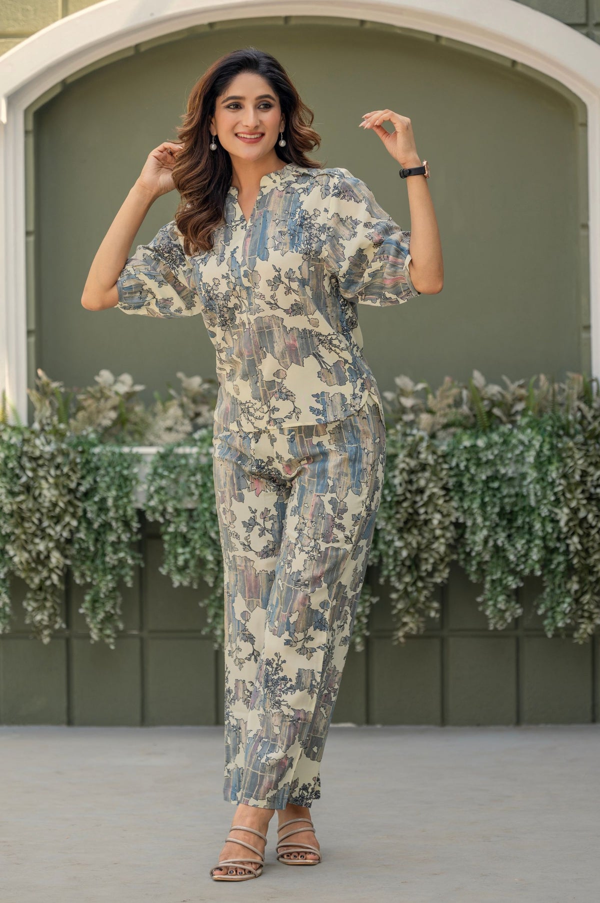 Multicolour Viscose Reyon Printed Top and Pant Co-ord Set