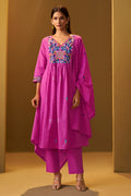 Women's Light Pink Pure Cotton Embroidered Kurta Set with Dupatta