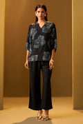 Black Viscose Reyon Printed Top and Pant Co-ord Set