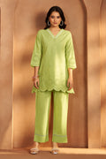 Women’s Pure Cotton Green Schiffli Co-Ord Set