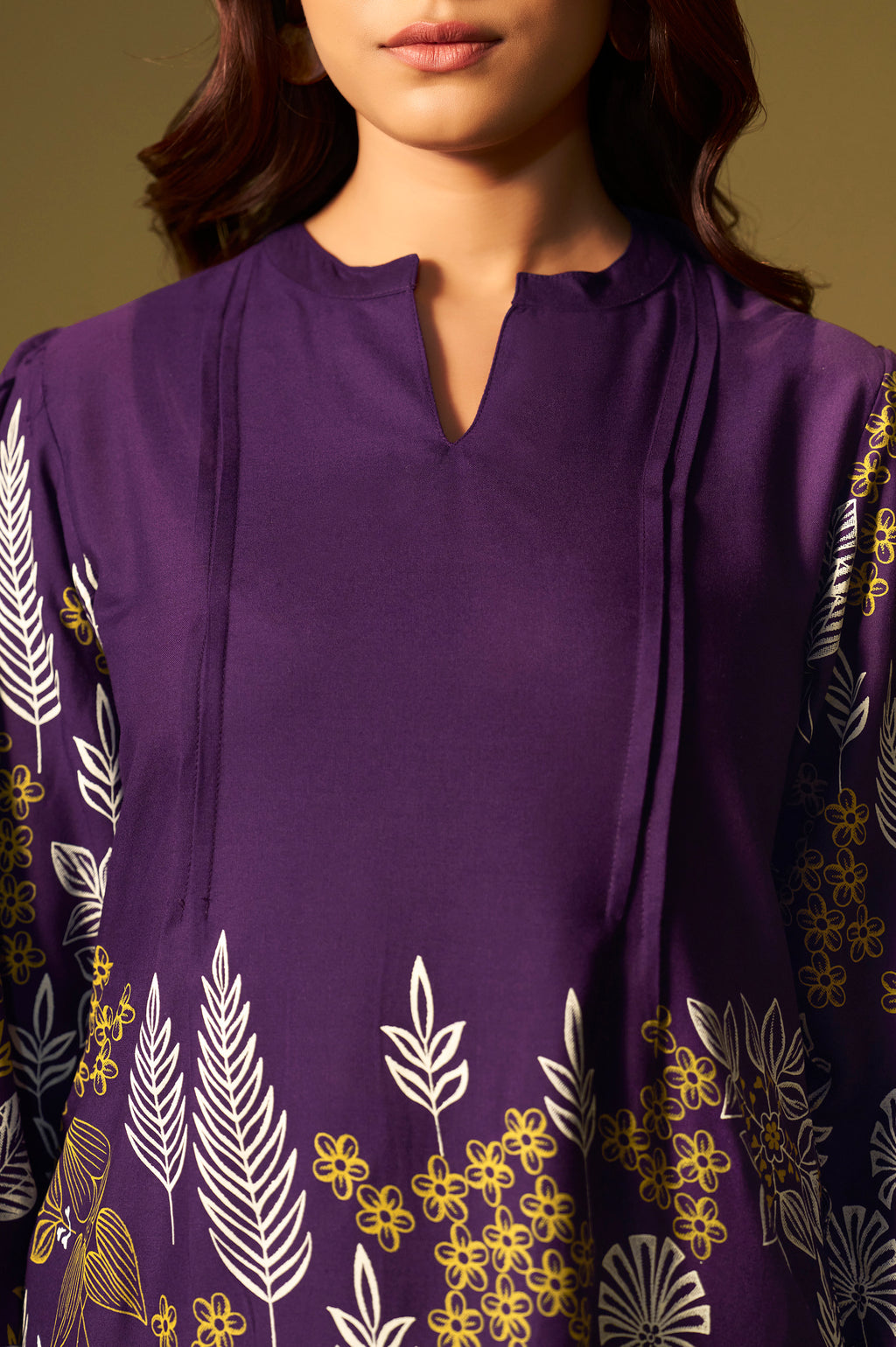 Purple Rayon Floral Printed Co-Ord Set For Women