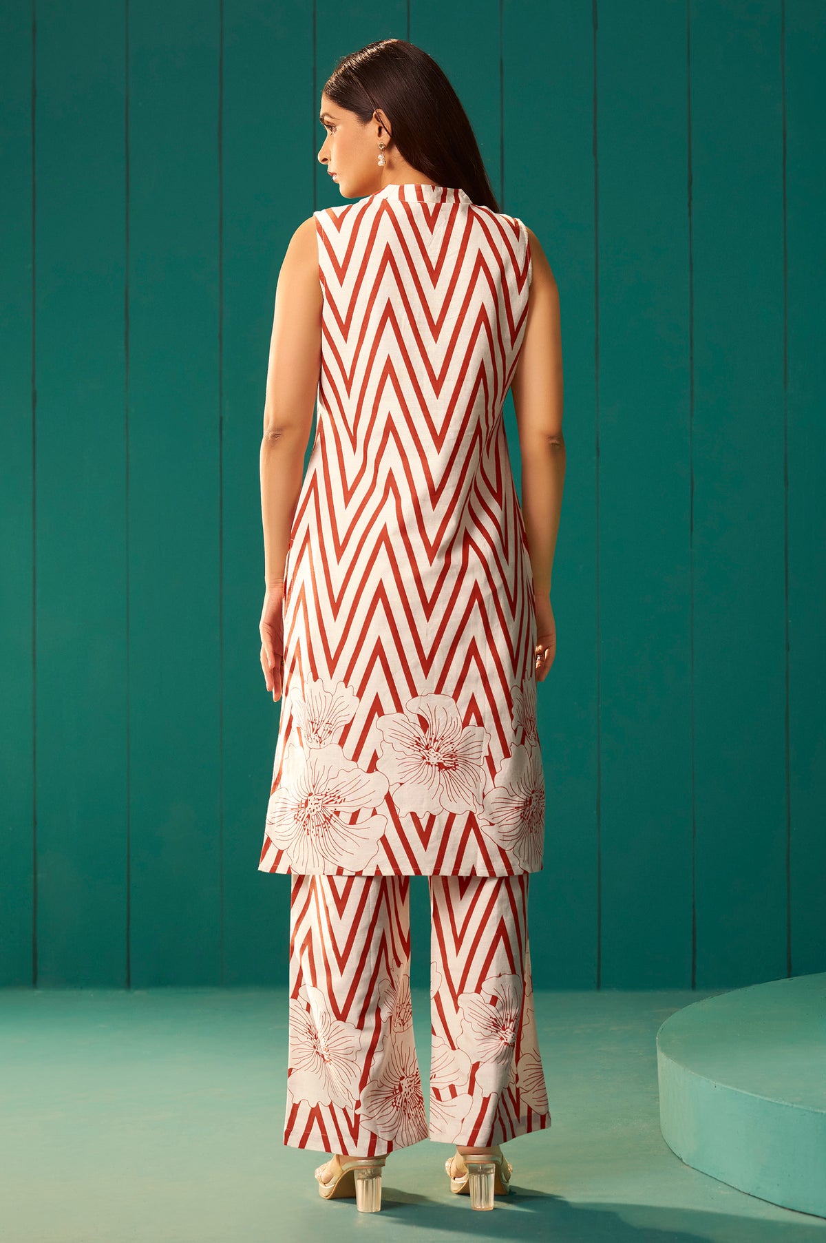 White Pure Cotton Printed Co-Ord Set For Women