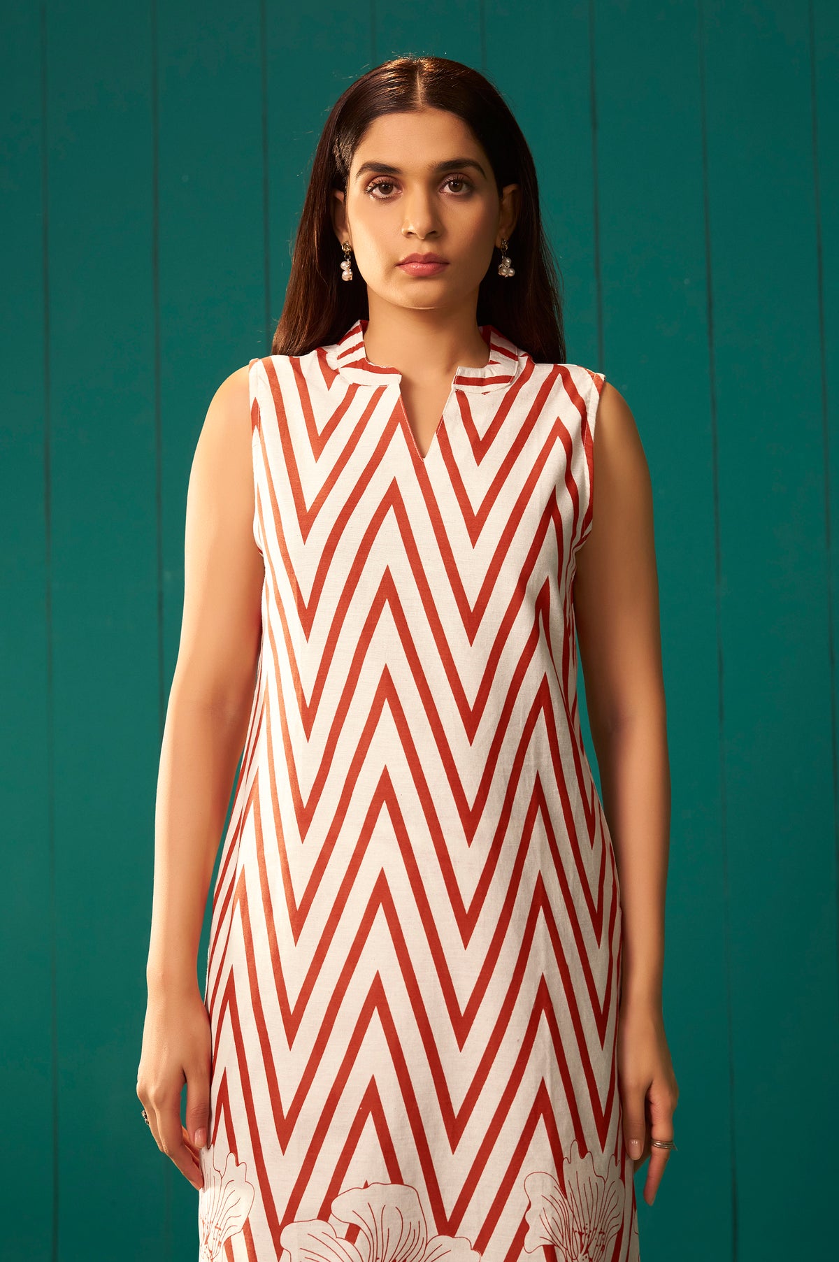 White Pure Cotton Printed Co-Ord Set For Women