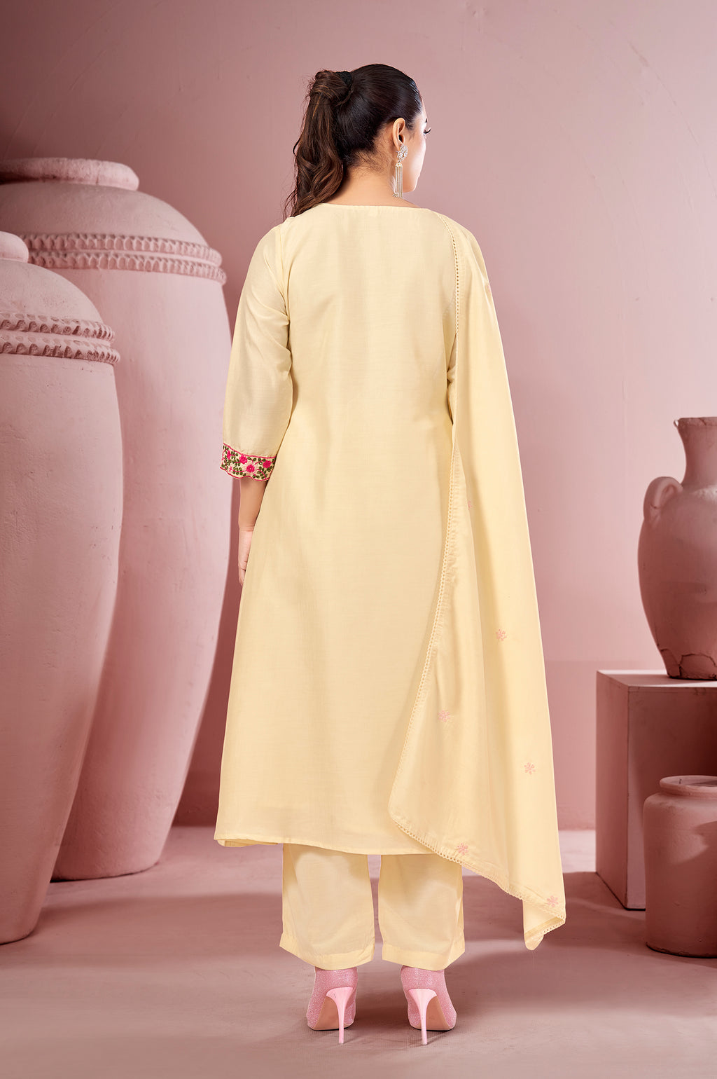 White Pure Cotton Embroidered Kurta Set with Dupatta