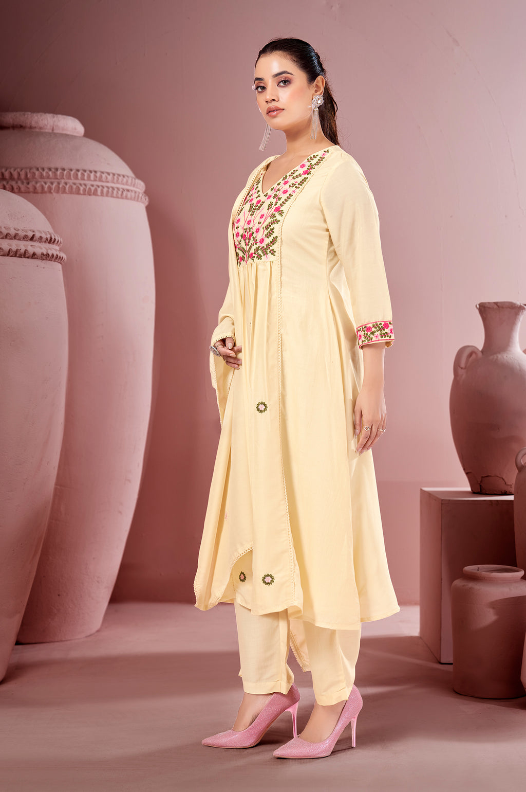 White Pure Cotton Embroidered Kurta Set with Dupatta