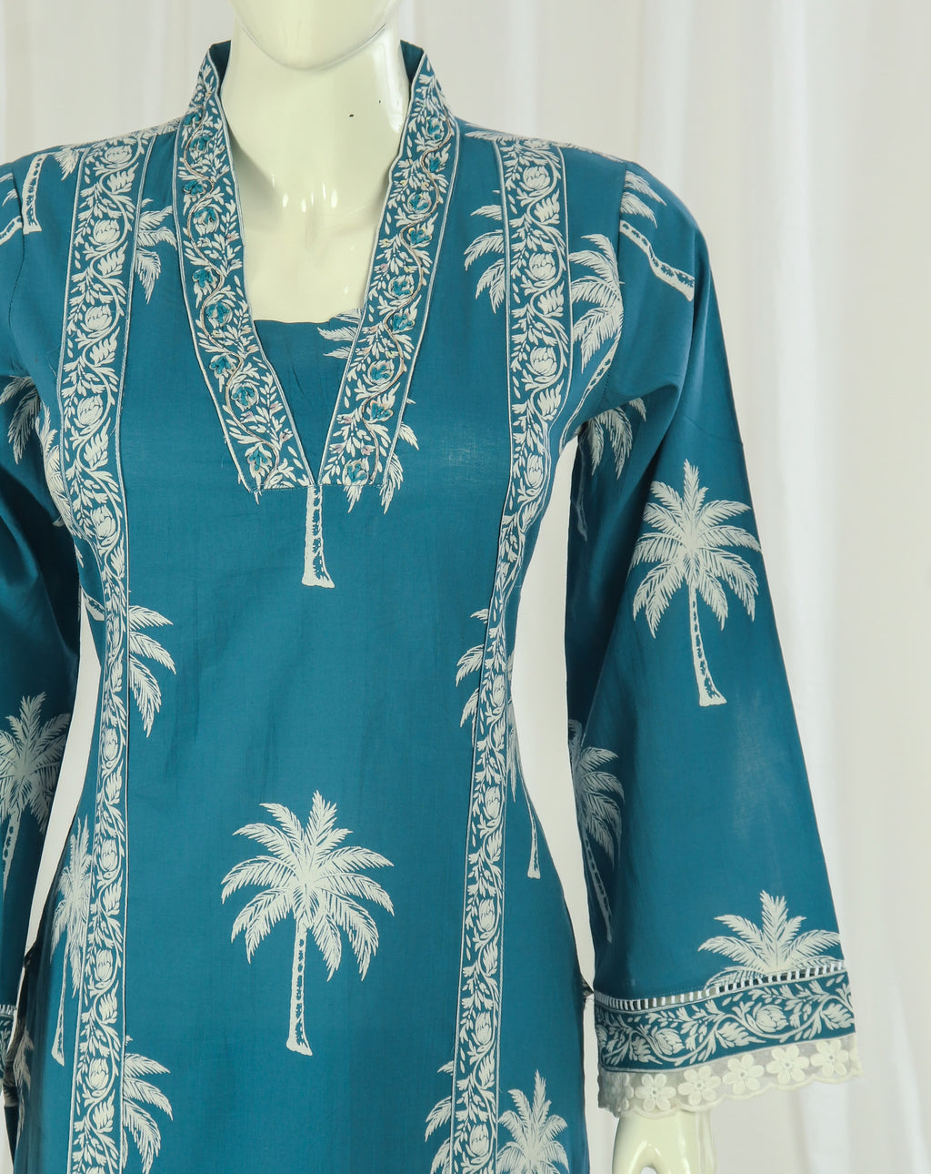Premium 60-60 Cotton Pakistani Style Sleeves Kurti Palazzo Dupatta