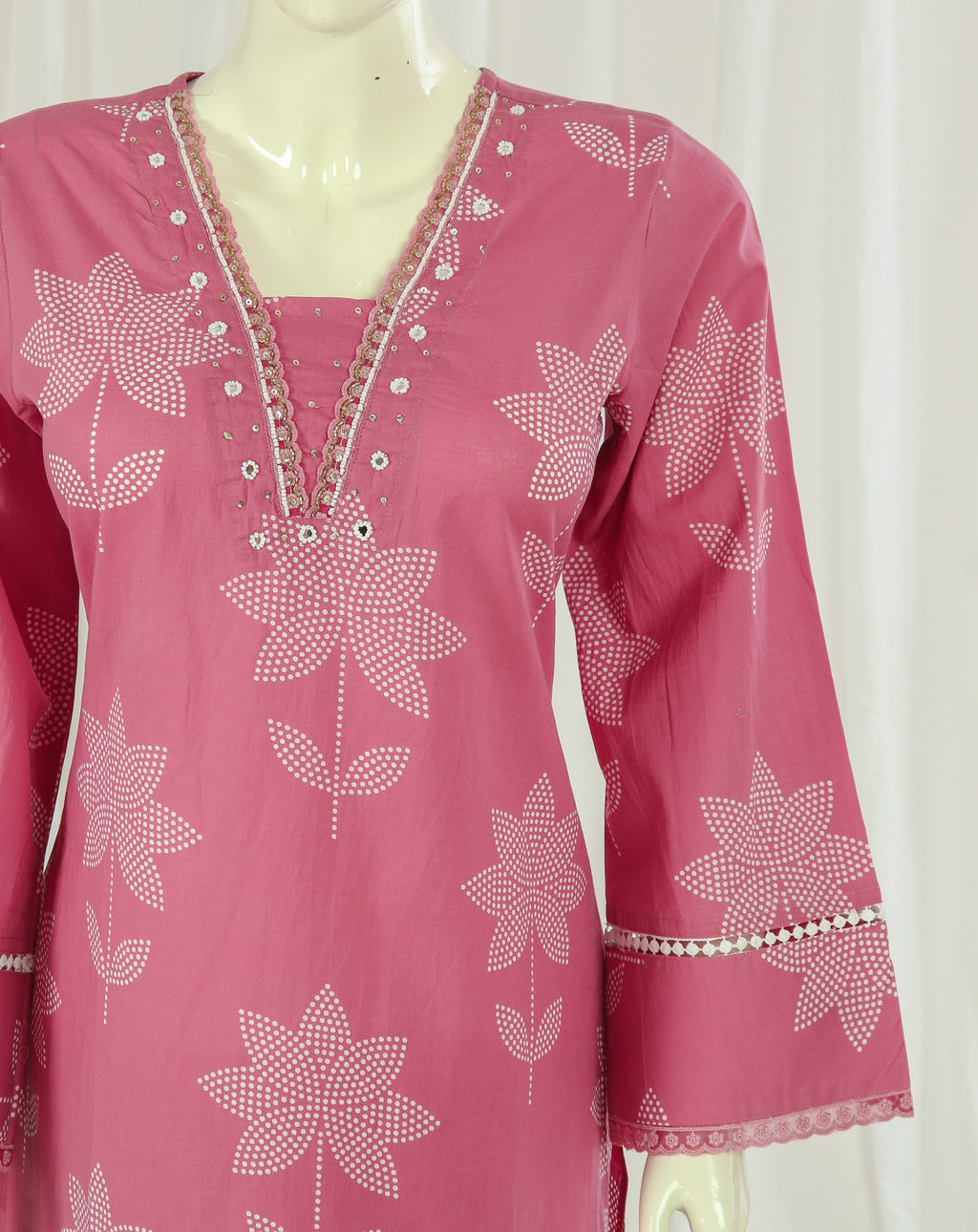 Premium 60-60 Cotton A-line Kurti Palazzo Dupatta  Pakistani Style Full Sleeves