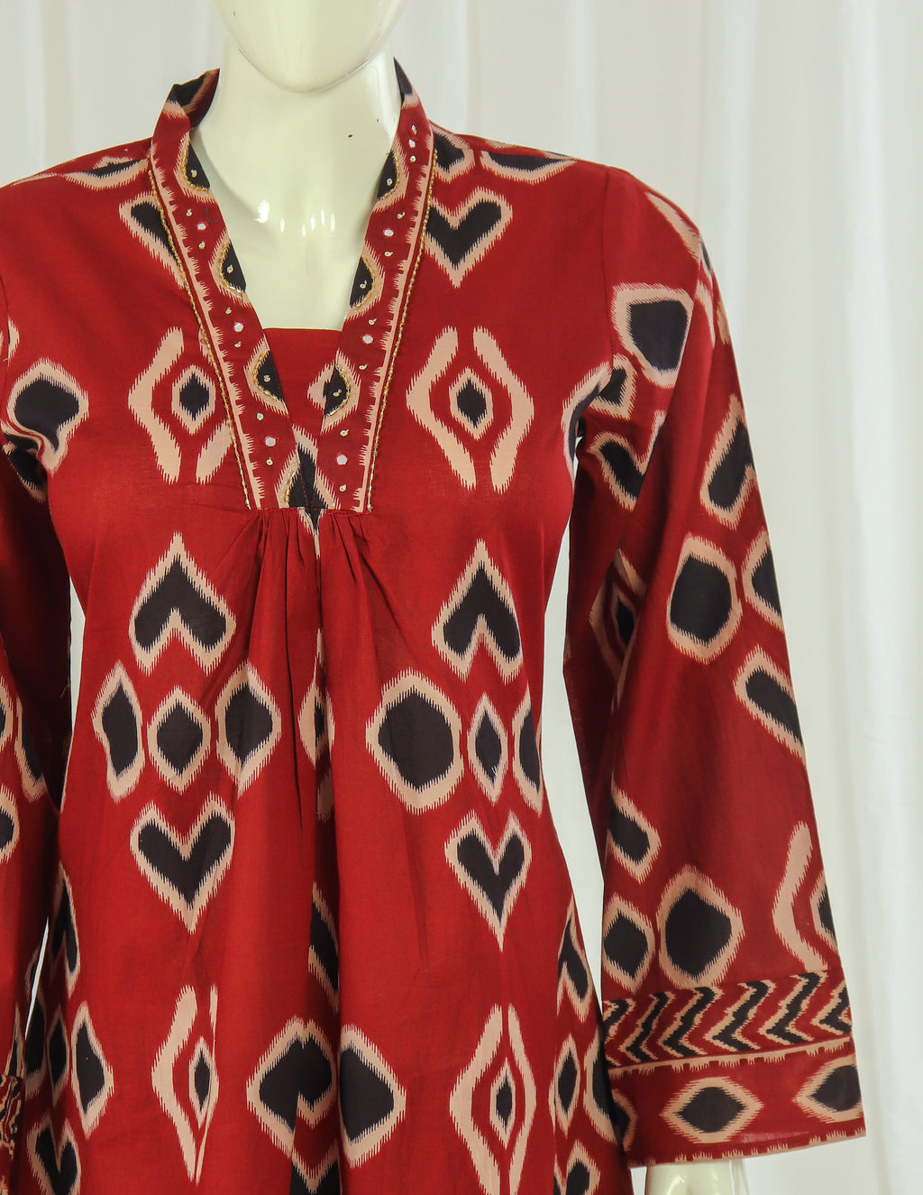 Premium 60-60 Cotton A-line  Kurti Palazzo Dupatta  Pakistani Style Full Sleeves
