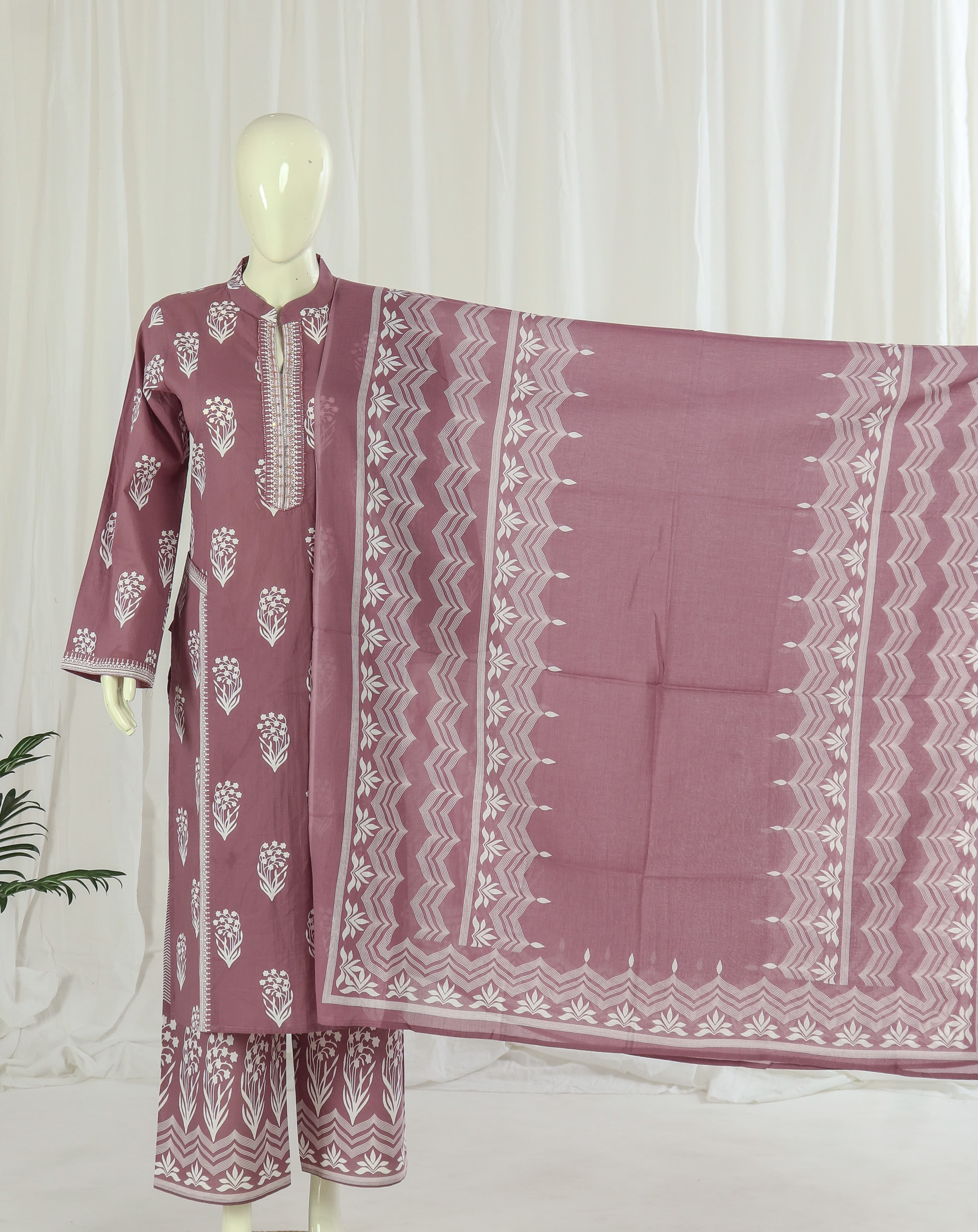 Premium 60-60 Cotton Pocket Style Kurti Palazzo Dupatta