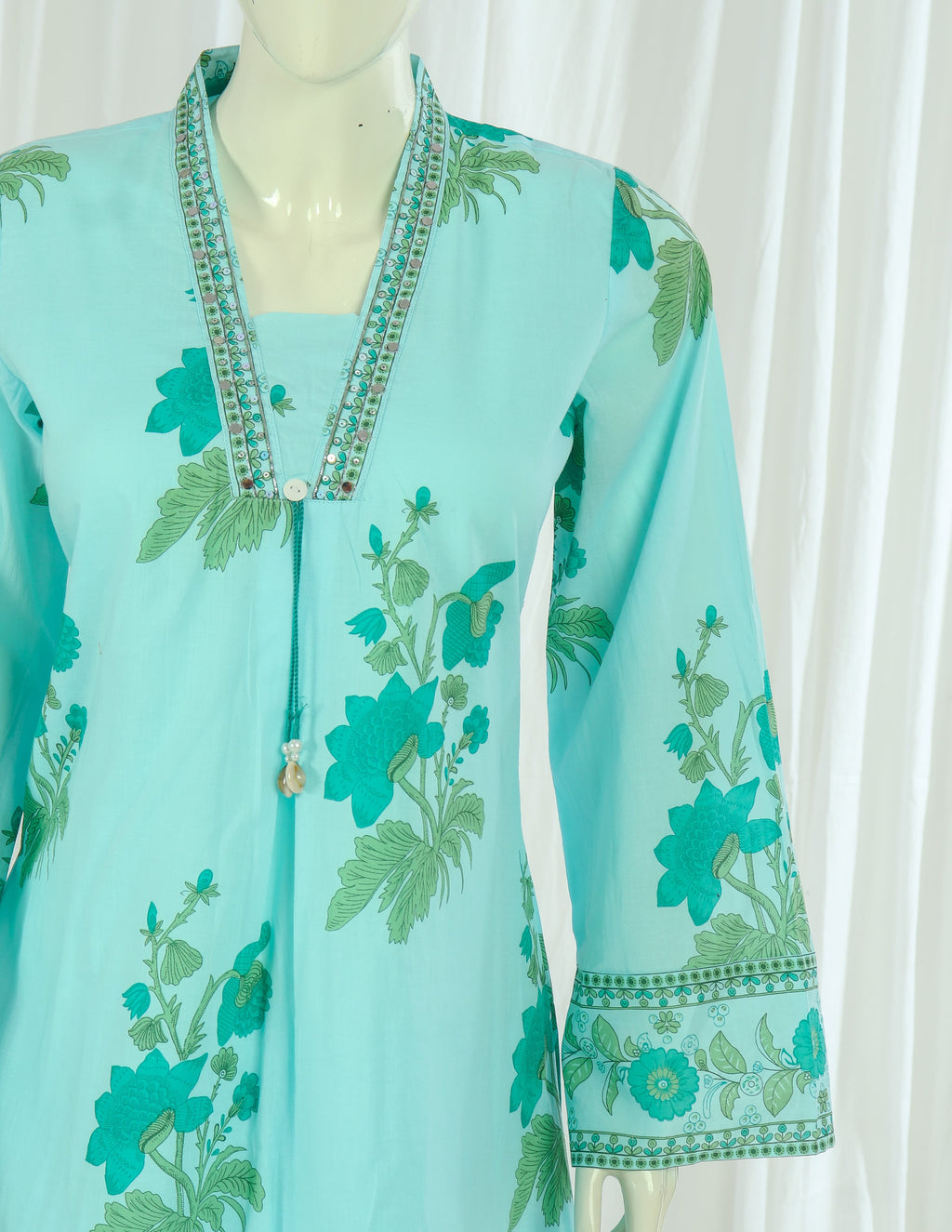 Premium 60-60 Cotton Pakistani Sleeves A-line Anarkali Kurti Palazzo Dupatta With Lining