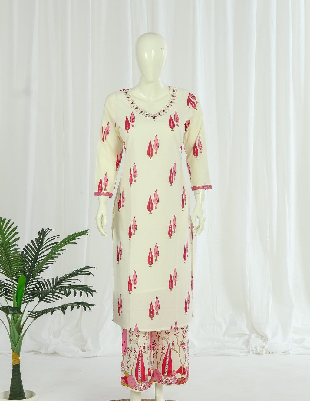 Premium 60-60 Cotton Kurti Palazzo Dupatta With Lining