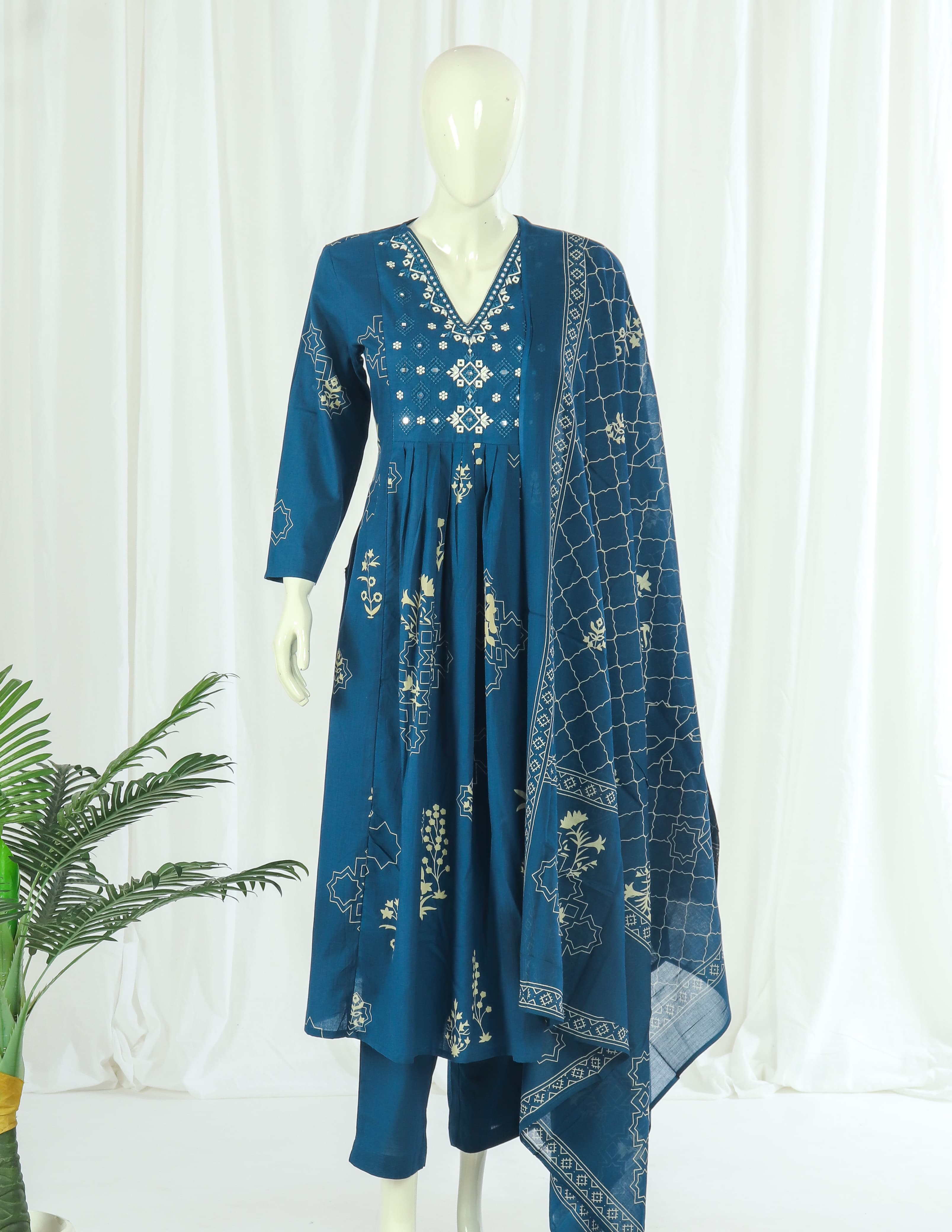 Cotton Kurti Pant Dupatta Set
