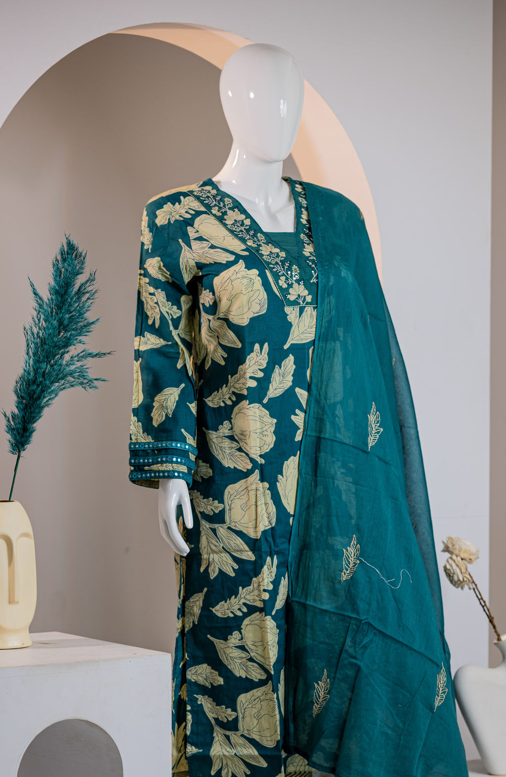 Cotton Kurti Pant Dupatta Set