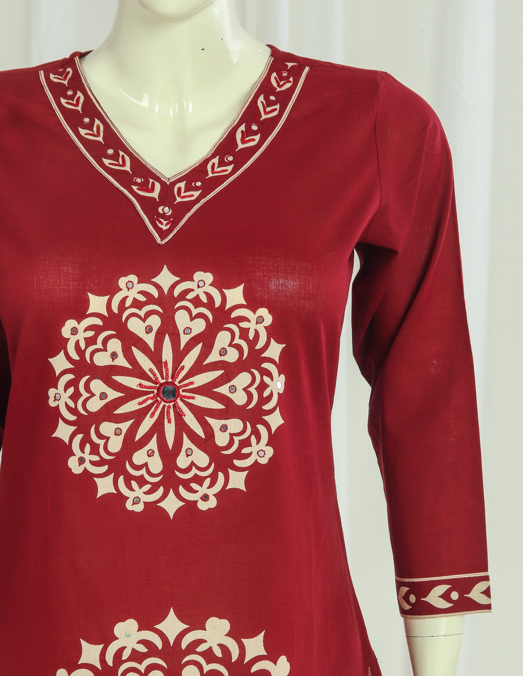 Cotton A-line Side-Slit Kurti Palazzo Dupatta